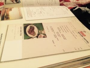 livre mythique route 66 menu de restaurant