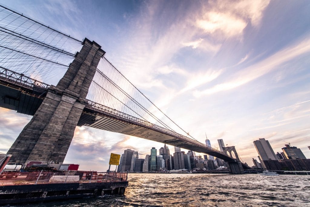 Skyline de New York avec le Pont de Brooklyn au premier plan