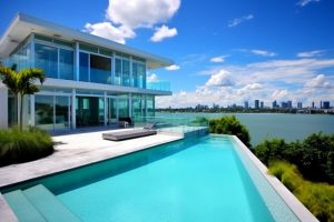 Villa moderne avec piscine sur Star Island Miami et vue sur la baie