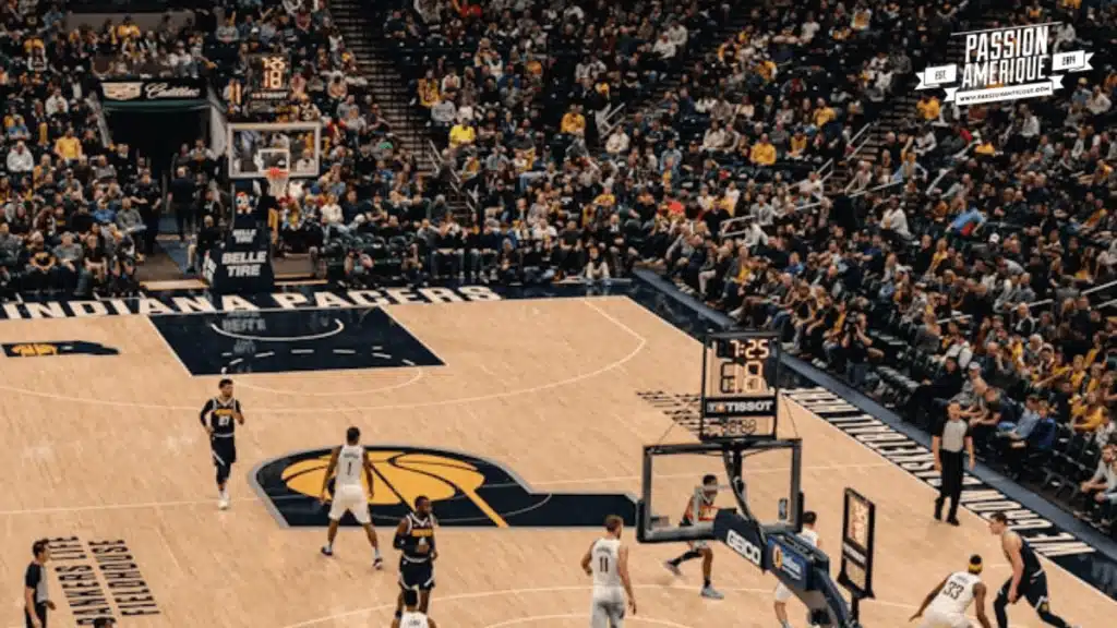 vue des gradins du stade des pacers de lindiana nba pendant un match de basketball