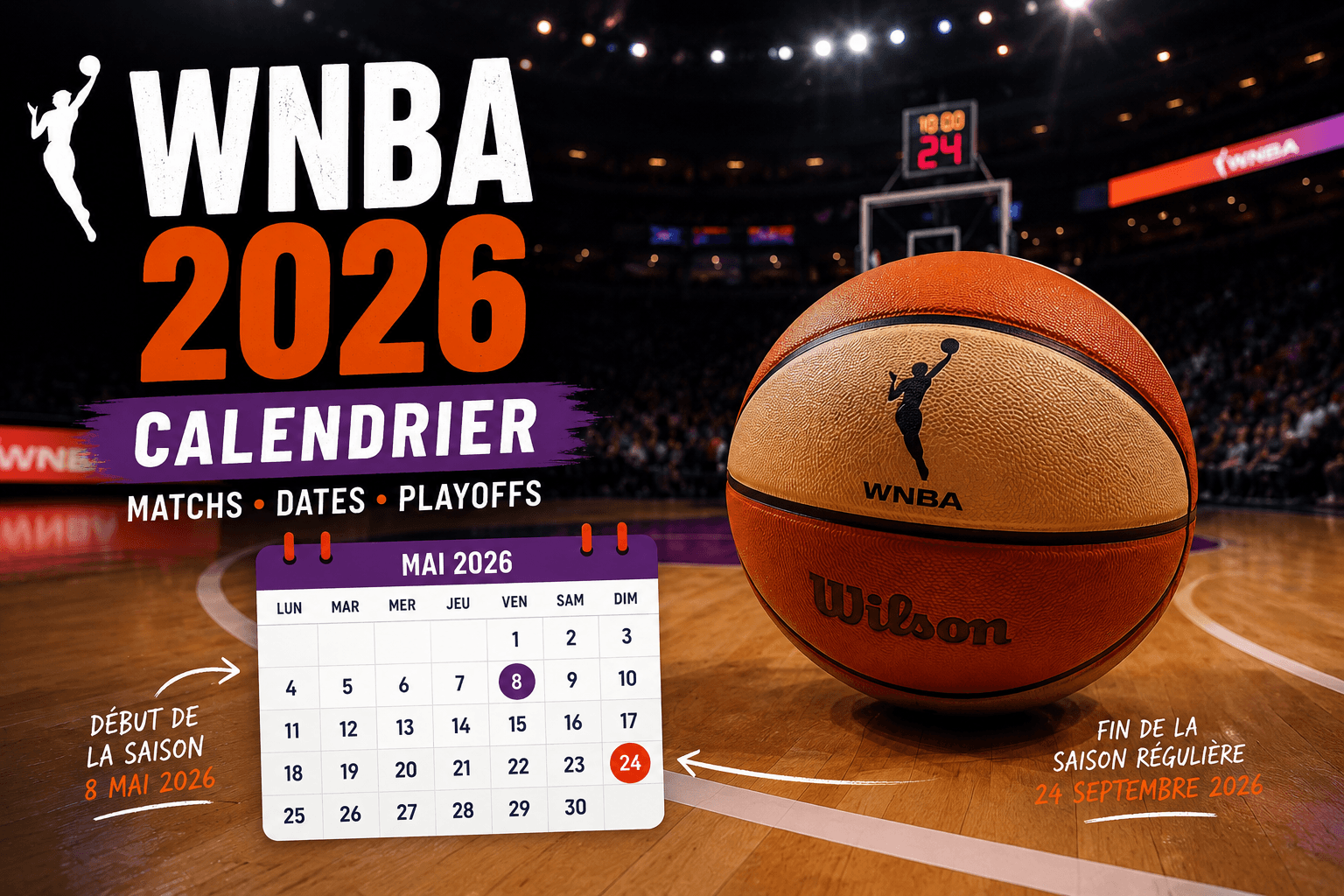 Calendrier WNBA 2026 avec les dates et matchs de la saison