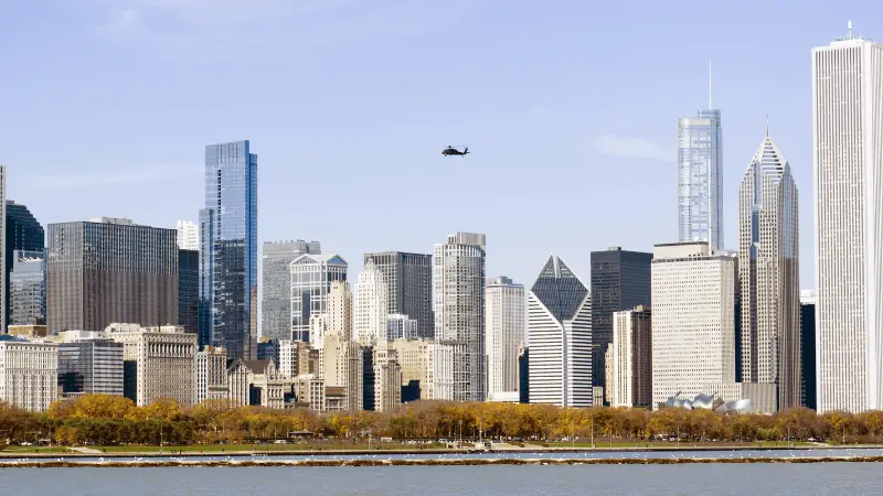 Centre-ville de Chicago vu depuis un hélicoptère